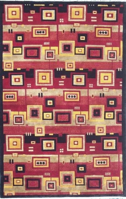 Hand Knotted Red & Multi Color Rug - 5 x 8 ft. - Durable Wool - Unique Design