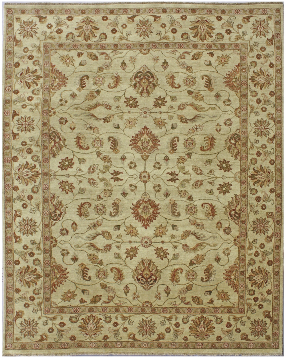 Hand Knotted Beige Rectangle Rug - 8 x 10 ft. - Durable Wool - Handmade