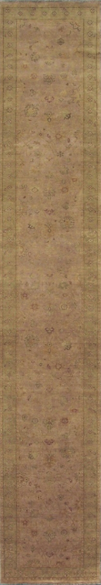 TG483 Hand knotted Camel & Green Runner Rug, 3 x 18 ft.