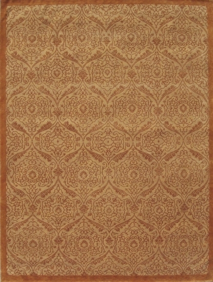 Hand Knotted Gold Rectangle Rug - 6 x 9 ft. - Durable Wool Construction