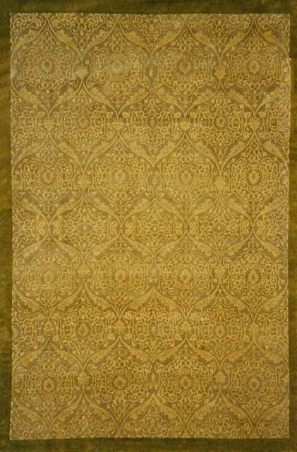 Hand Knotted Green Rectangle Rug - 6 x 9 ft. - Durable Wool - Handmade Quality