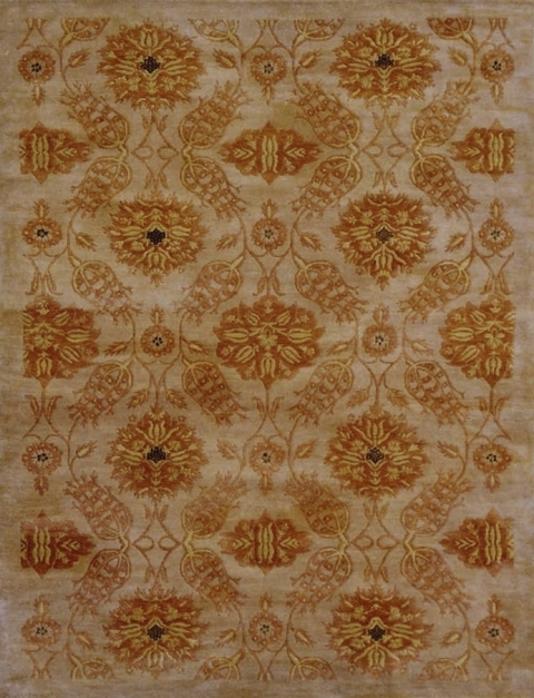 TG636 Hand Knotted Beige & Gold Rectangle Rug, 8 x 10 ft.