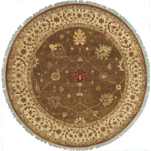 TG680 Hand knotted Green & Beige Round Rug, 10 x 10 ft.