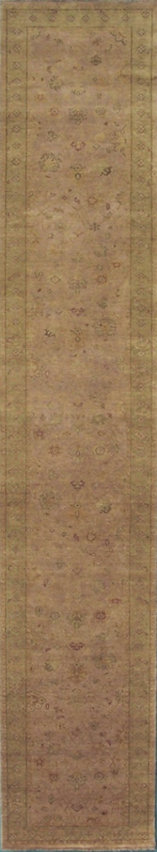 Hand Knotted Camel & Green Runner Rug - 2.5 ft x 20 ft - Traditional Wool