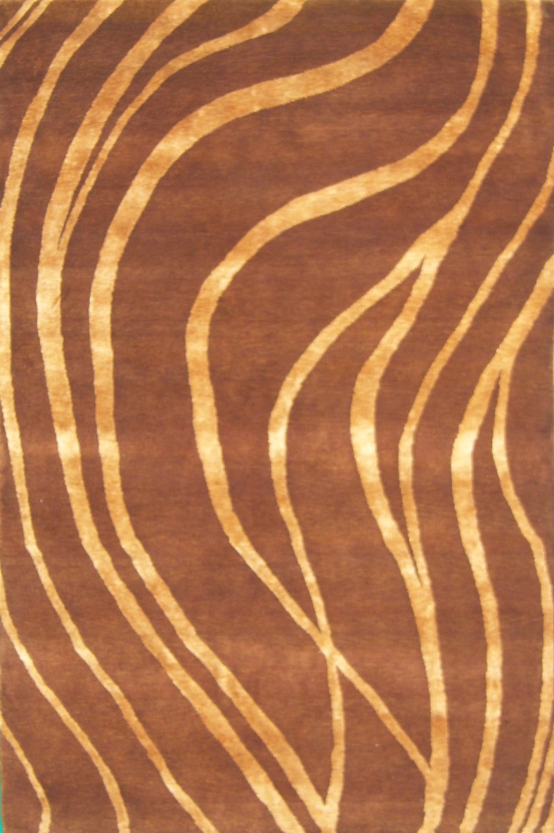 Hand Knotted Brown & Gold Rectangle Rug - 5 x 8 ft. - Durable Wool Construction