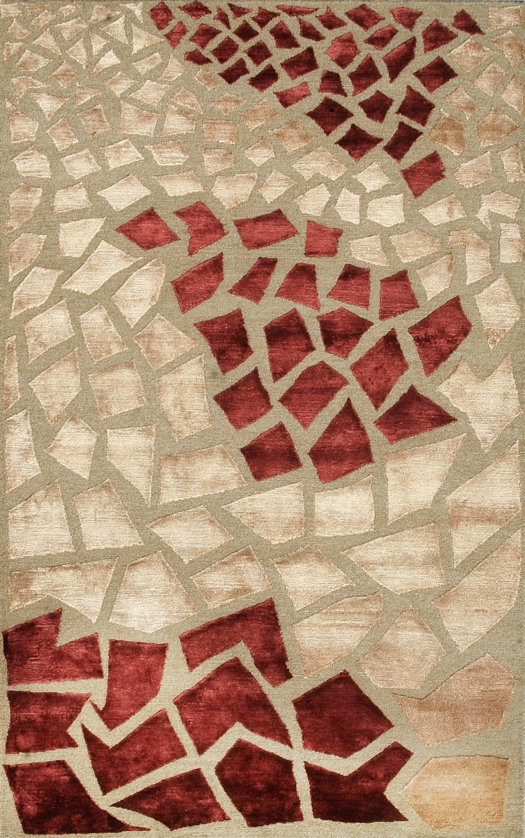 Hand Knotted Gold Rectangle Rug - 5 x 8 ft. - Durable Wool & Viscose