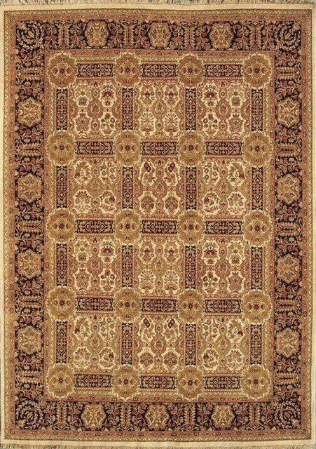 Hand Knotted Ivory & Black Rectangle Rug - 6 x 9 ft. - Durable Wool