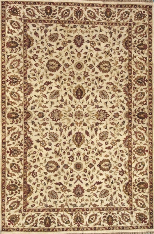 TI2007 Hand Knotted Beige Rectangle Rug, 4 x 6 ft.