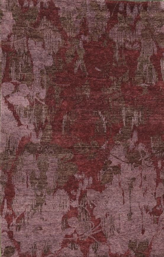 Hand Knotted Purple & Burgundy Rectangle Rug - 5 x 8 ft. - Durable Wool