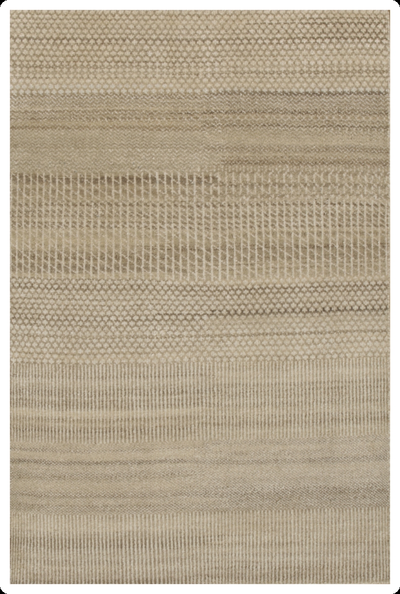 Hand Knotted Natural & Cream Rectangle Rug - 10 x 14 ft. - Durable Wool & Silk