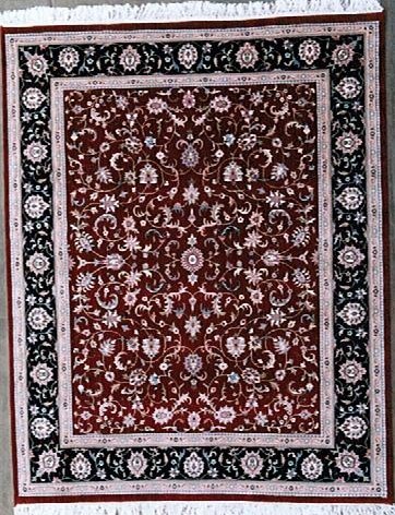 TC52 Hand Knotted Red & Navy Blue Rectangle Rug, 5 x 8 ft.