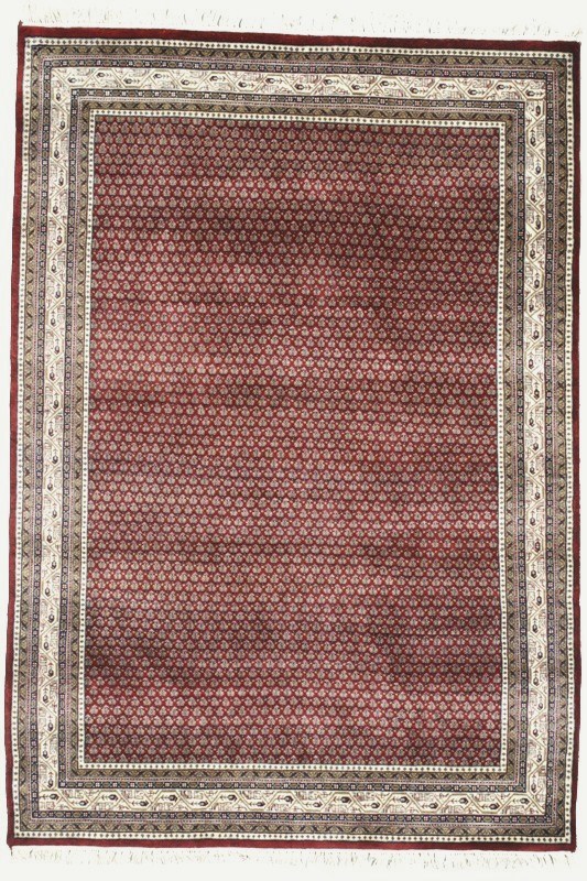 TC87 Hand Knotted Red & Cream Rectangle Rug, 4 x 6 ft.