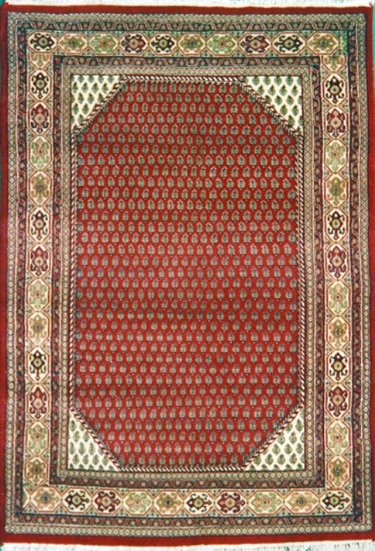 TC88 Hand Knotted Red Rectangle Rug, 4 x 6 ft.