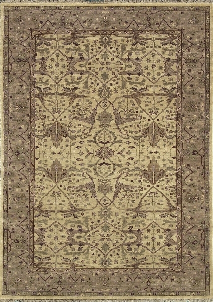 TD105 Hand Knotted Light Gold & Camel Rectangle Rug, 6 x 9 ft.