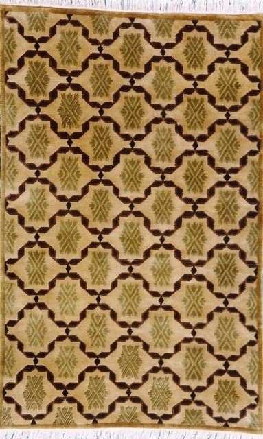 TD190 Hand Knotted Multi Color & Gold Rectangle Rug, 5 x 8 ft.