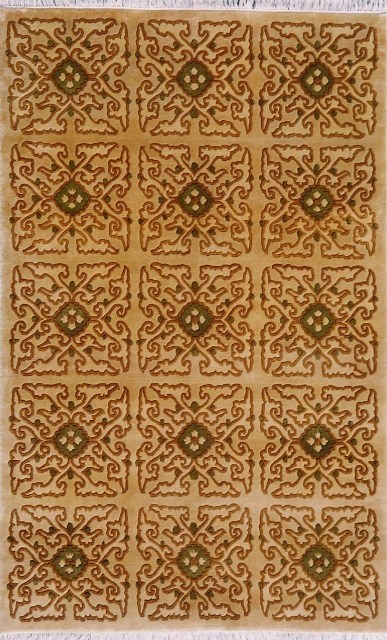 Hand Knotted Beige Rectangle Rug - 5 x 8 ft. - Durable Wool - Handmade