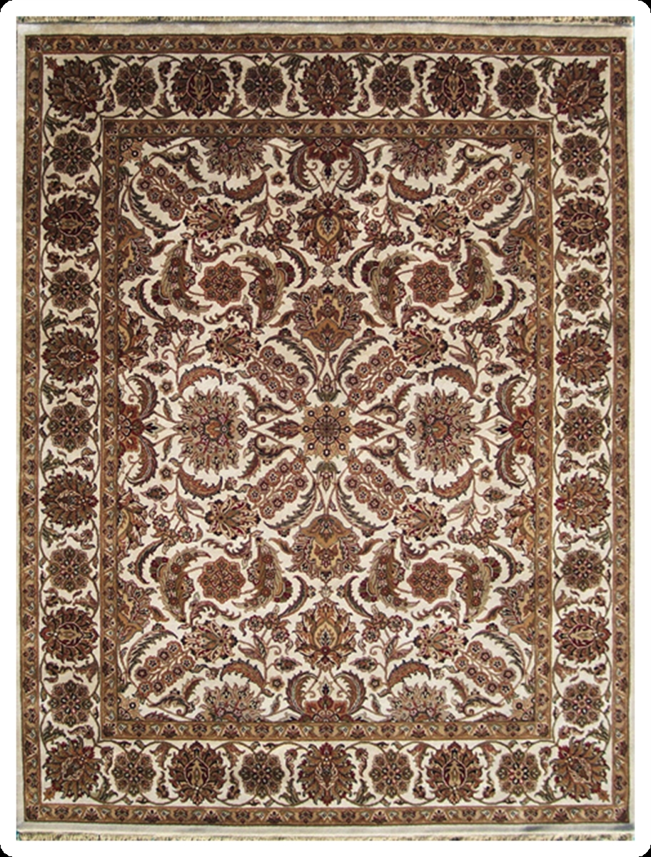 Hand Knotted Ivory Rectangle Rug - 9 x 12 ft. - Durable Wool Material