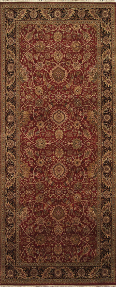 TD253 Hand knotted Red & Black Runner Rug, 6 ft. x 14 ft. 6 in.