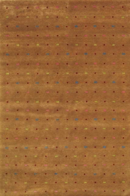 Hand Knotted Gold Rectangle Rug - 6 x 9 ft. - Durable Wool - Unique Design