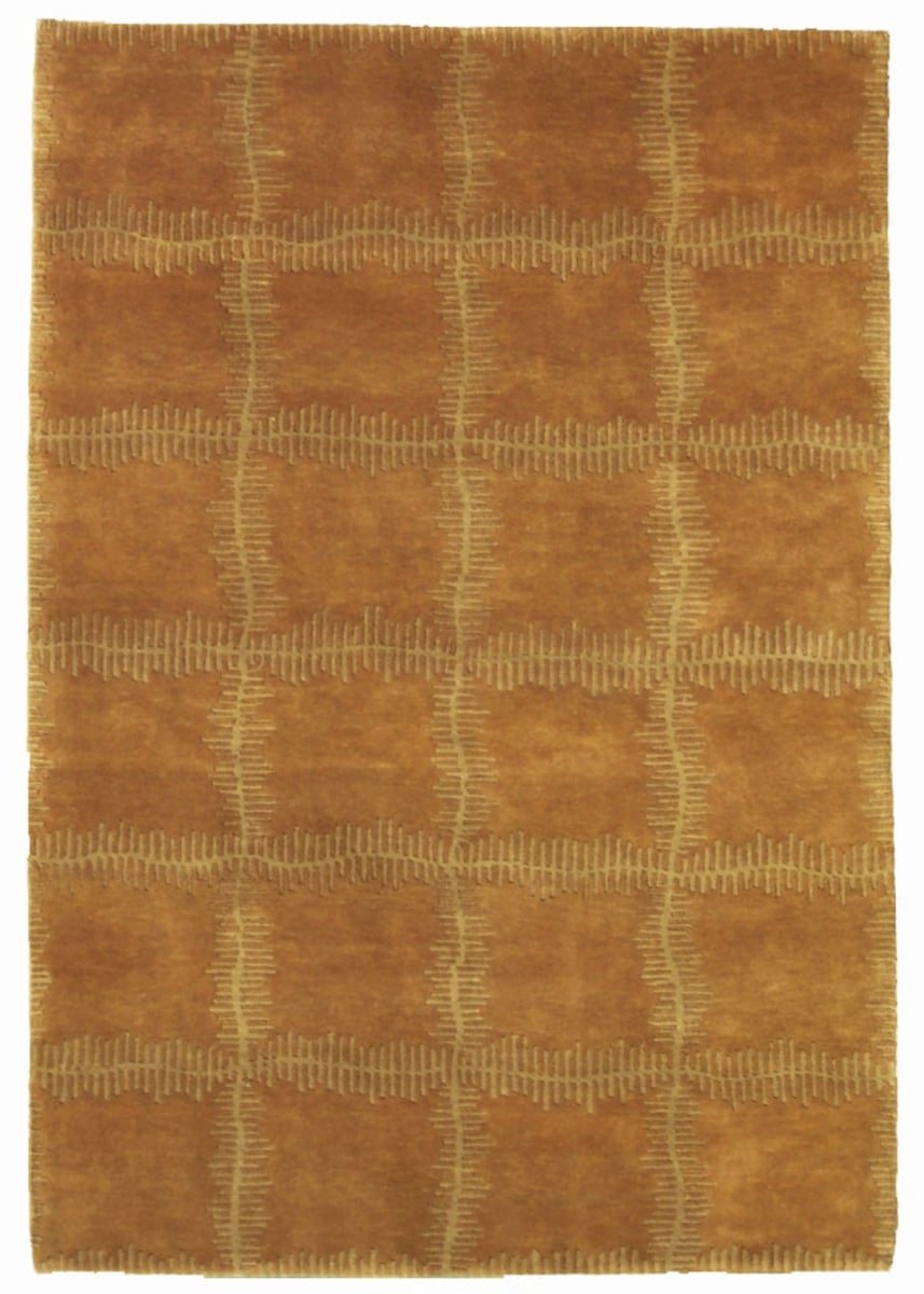 TE313 Hand Knotted Gold Rectangle Rug, 4 x 6 ft.
