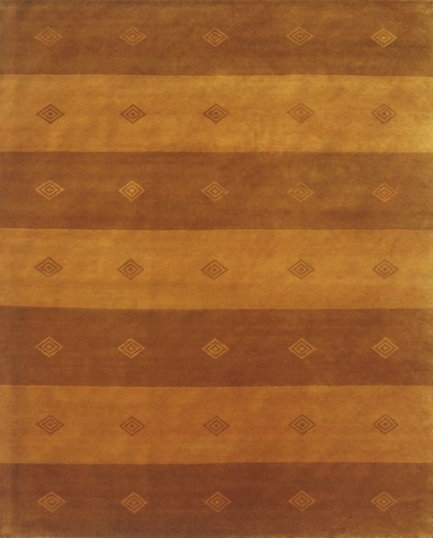 Hand Knotted Gold Rectangle Rug - 8 x 10 ft. - Durable Wool - Unique Design