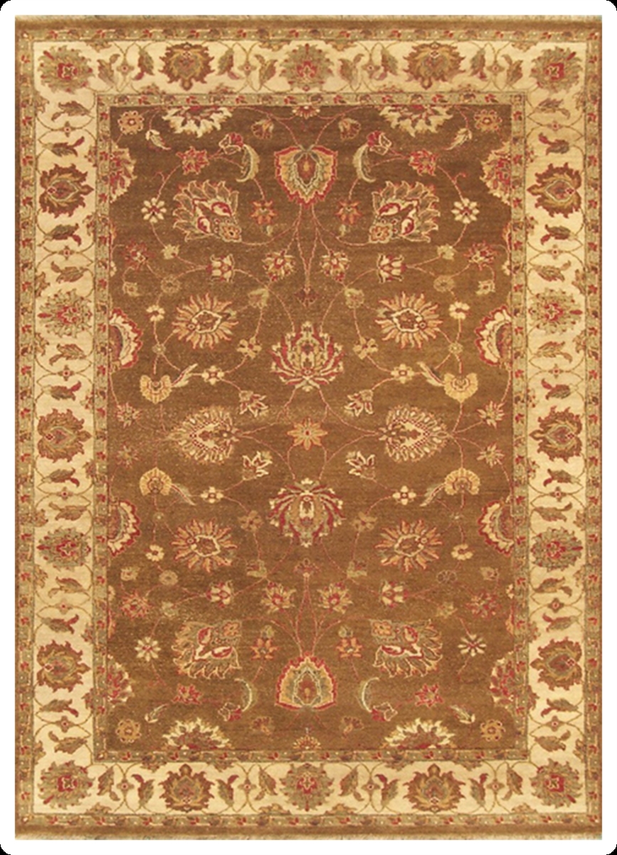 Hand Knotted Dark Green & Beige Rectangle Rug, 10 x 14 ft.