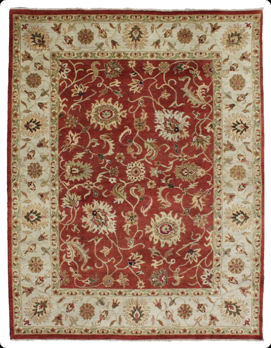 Hand Knotted Rust & Beige Rectangle Rug, 10 x 14 ft.