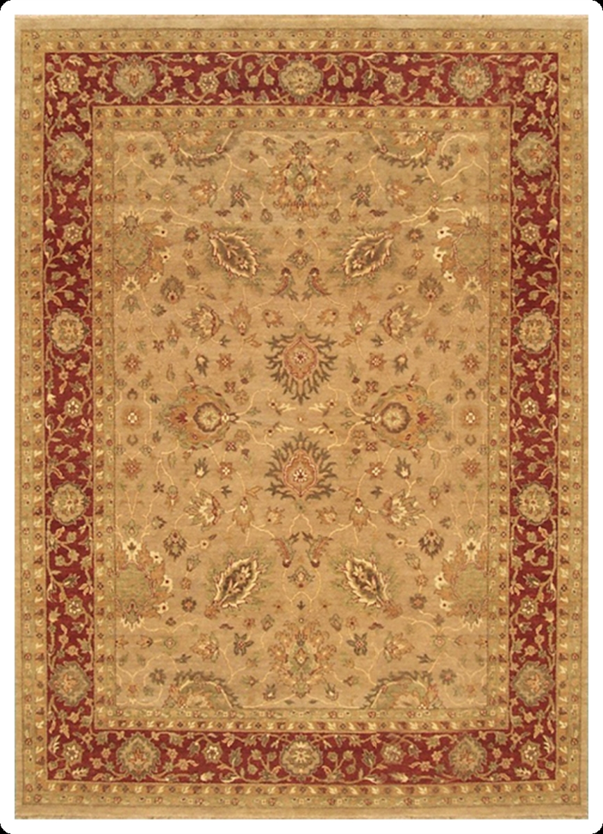 Hand Knotted Camel & Rust Rectangle Rug - 10 x 14 ft. - Durable Wool