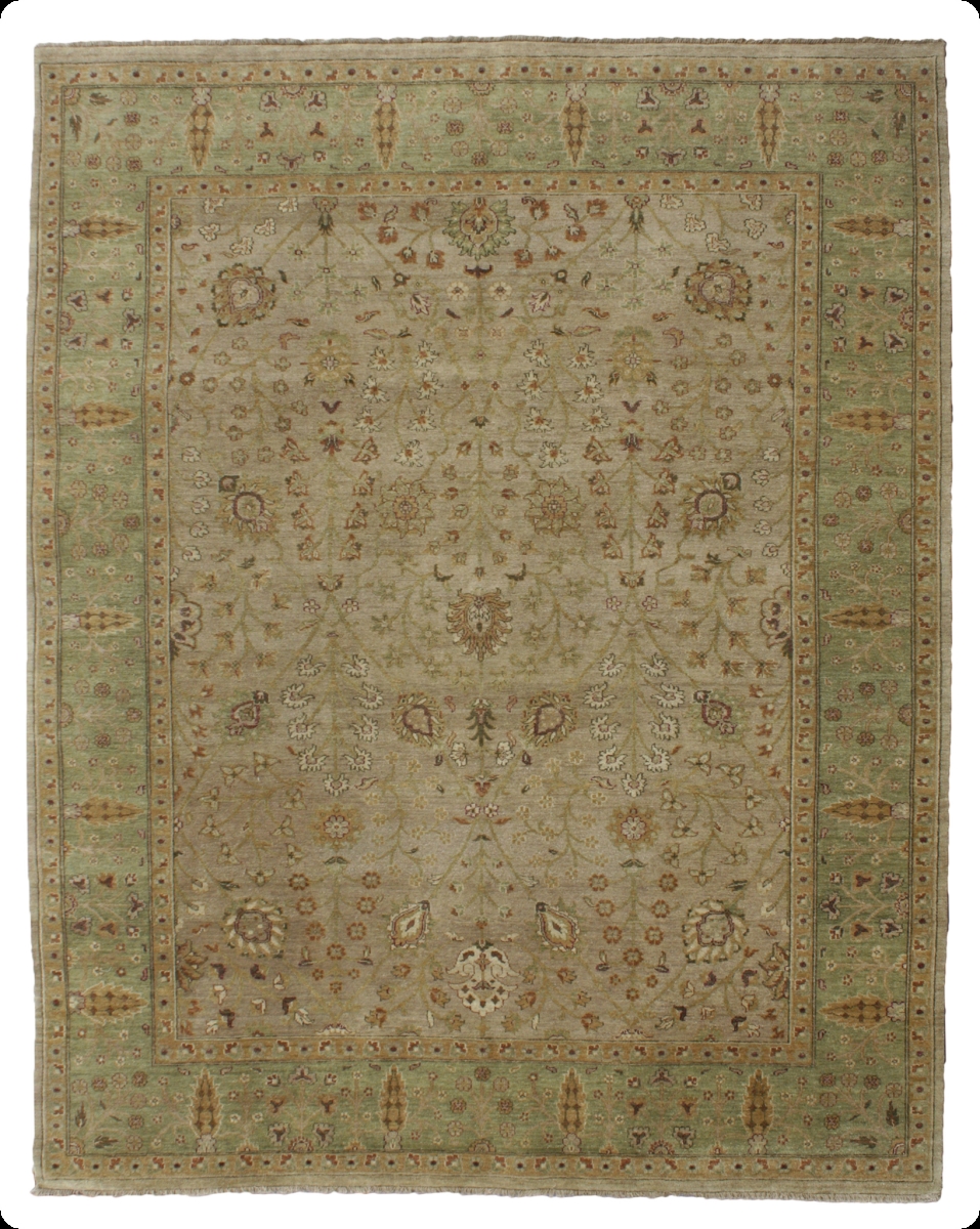 TF1171 Hand Knotted Camel & Green Rectangle Rug, 10 x 14 ft.