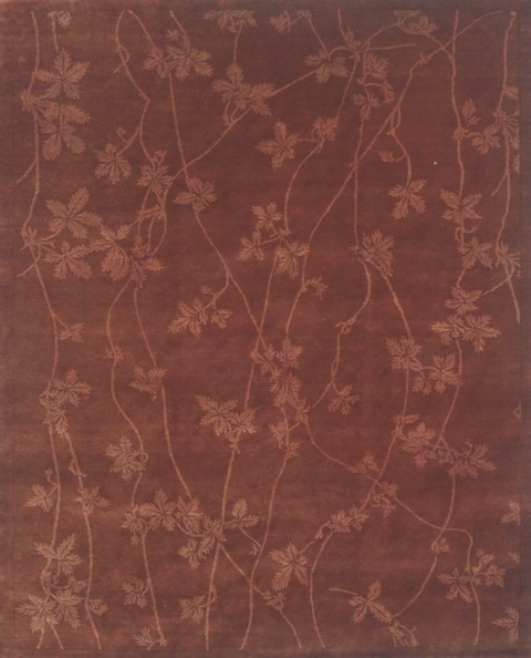 Hand Knotted Rectangle Rug - Brown & Light Brown - 8 x 10 ft. - Durable Wool