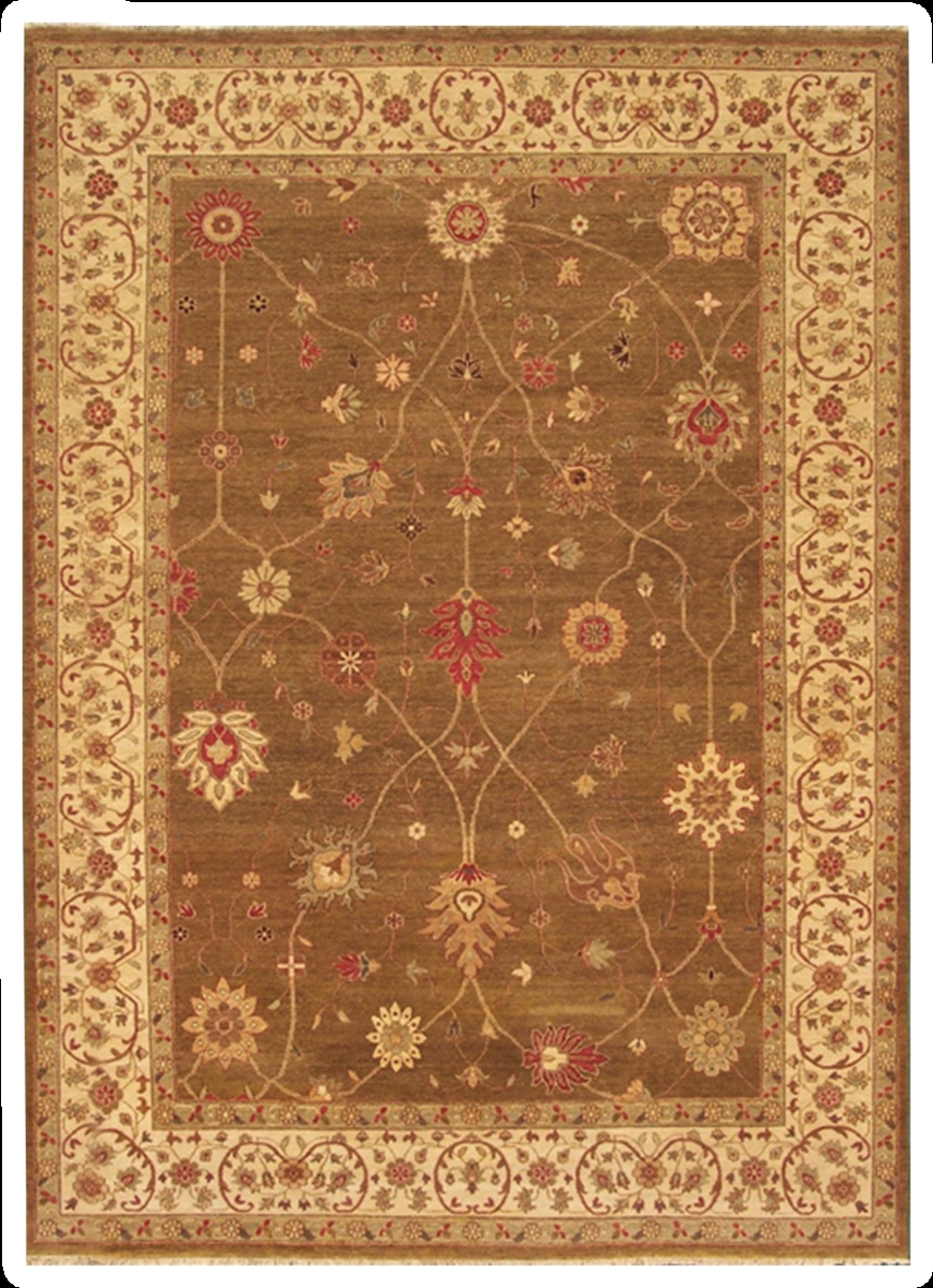 TF30 Hand Knotted Dark Green & Beige Rectangle Rug, 10 x 14 ft.