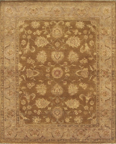 Hand Knotted Rectangle Rug - Brown & Camel - 8 x 10 ft. - Durable Wool