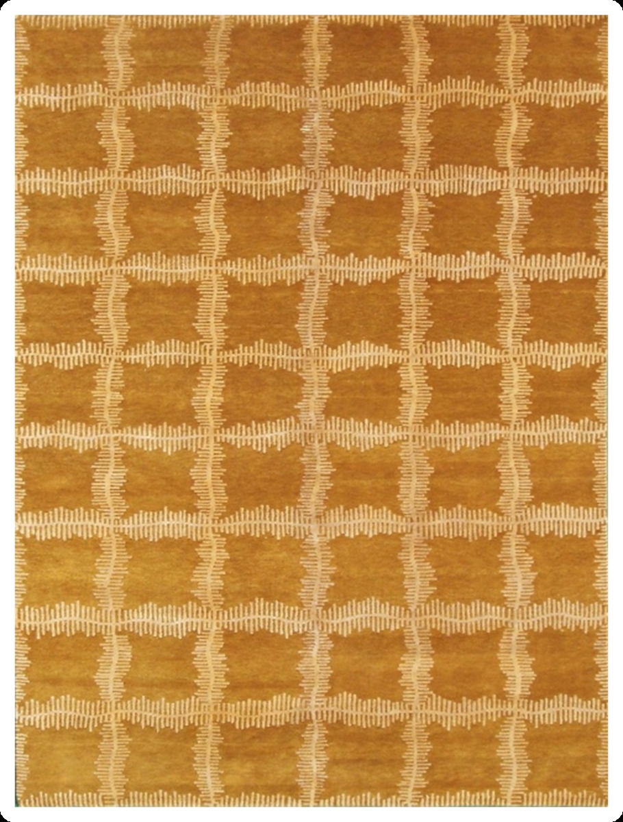 Hand Knotted Gold Rectangle Rug - 9 x 12 ft. - Handmade - Durable Wool