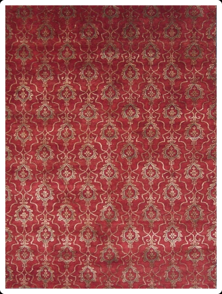 Hand Knotted Red Rectangle Rug - 9 x 12 ft. - Handmade Wool