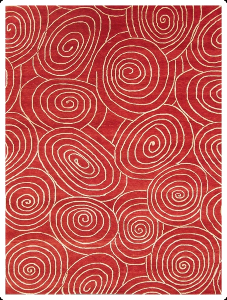 Hand Knotted Rust Rectangle Rug - 9 x 12 ft. - Durable Wool & Viscose