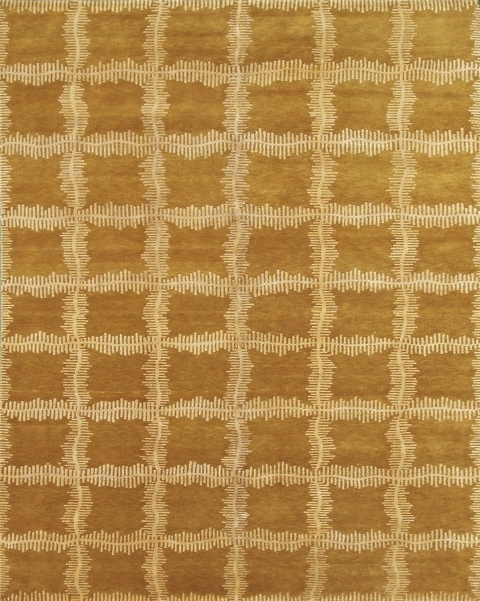 Hand Knotted Gold Rectangle Rug - 8 x 10 ft. - Durable Wool & Viscose