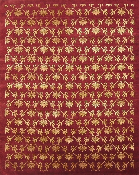 Hand Knotted Red Rectangle Rug - 8 x 10 ft - Durable Wool & Viscose