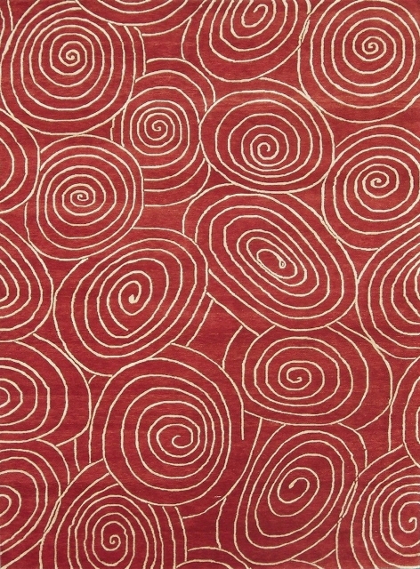 Hand Knotted Rust Rectangle Rug - 8 x 10 ft. - Unique Geometric Design