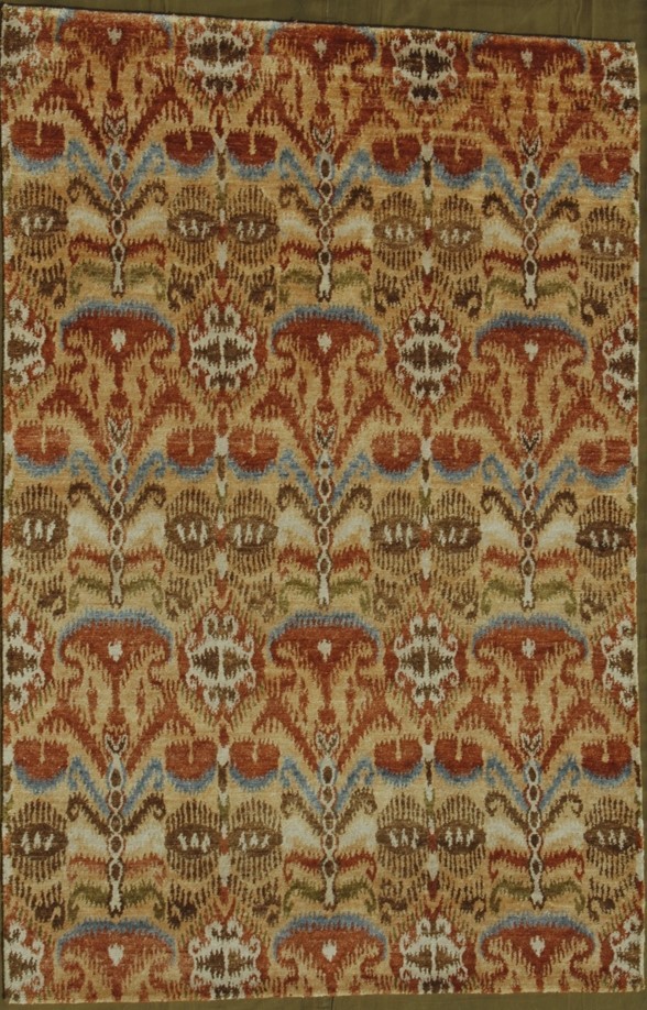 TM127 Hand Knotted Gold Rectangle Rug, 5 x 8 ft.