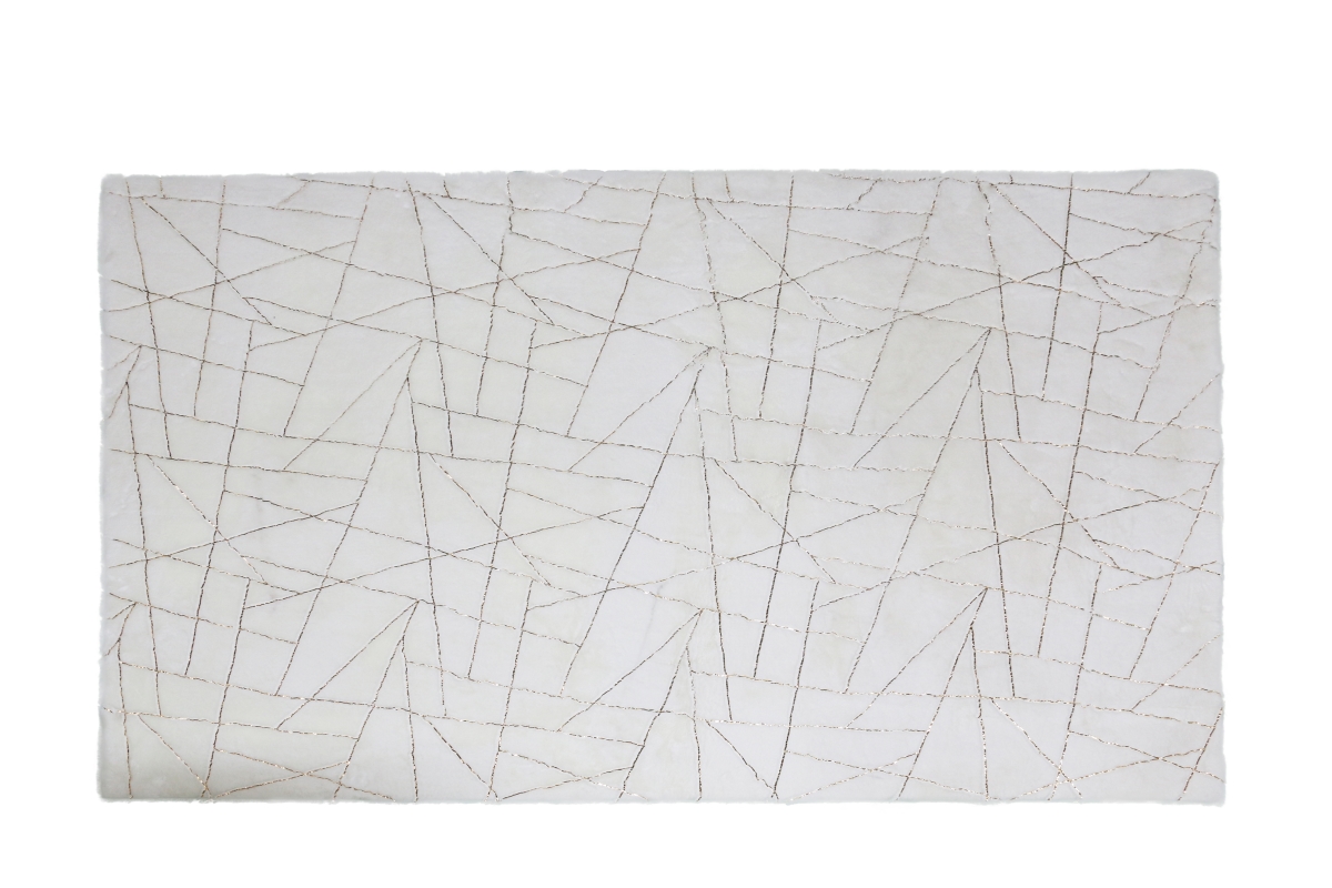 Soft Plush Contemporary Shag Rug, White & Gold - 5 ft. x 7 ft. 6 in.
