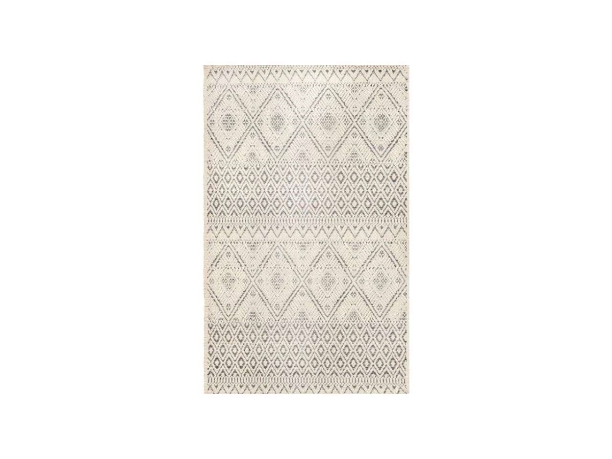5 x 8 ft. Undyed Wool Geometric & Contemporaray Pattern Area Rug - White & Black
