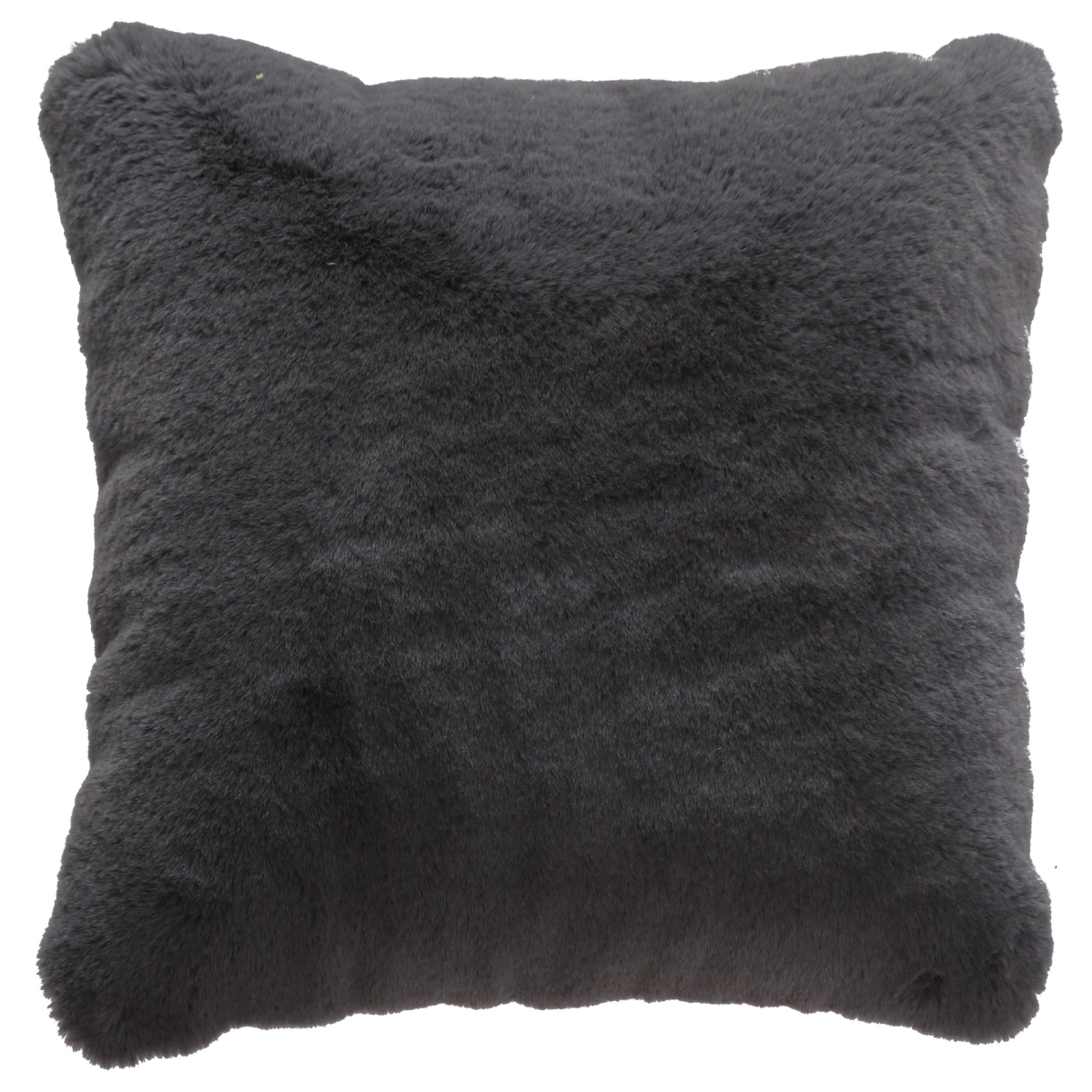 18 x 18 in. Faux Rabbit Fur Square Pillow, Grey