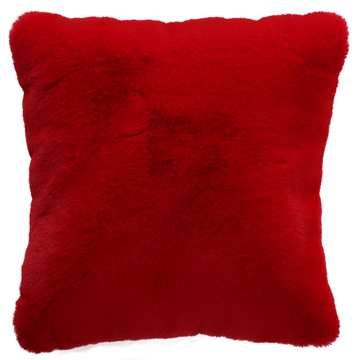 PIL6021818 18 x 18 in. Faux Rabbit Fur Square Pillow, Red