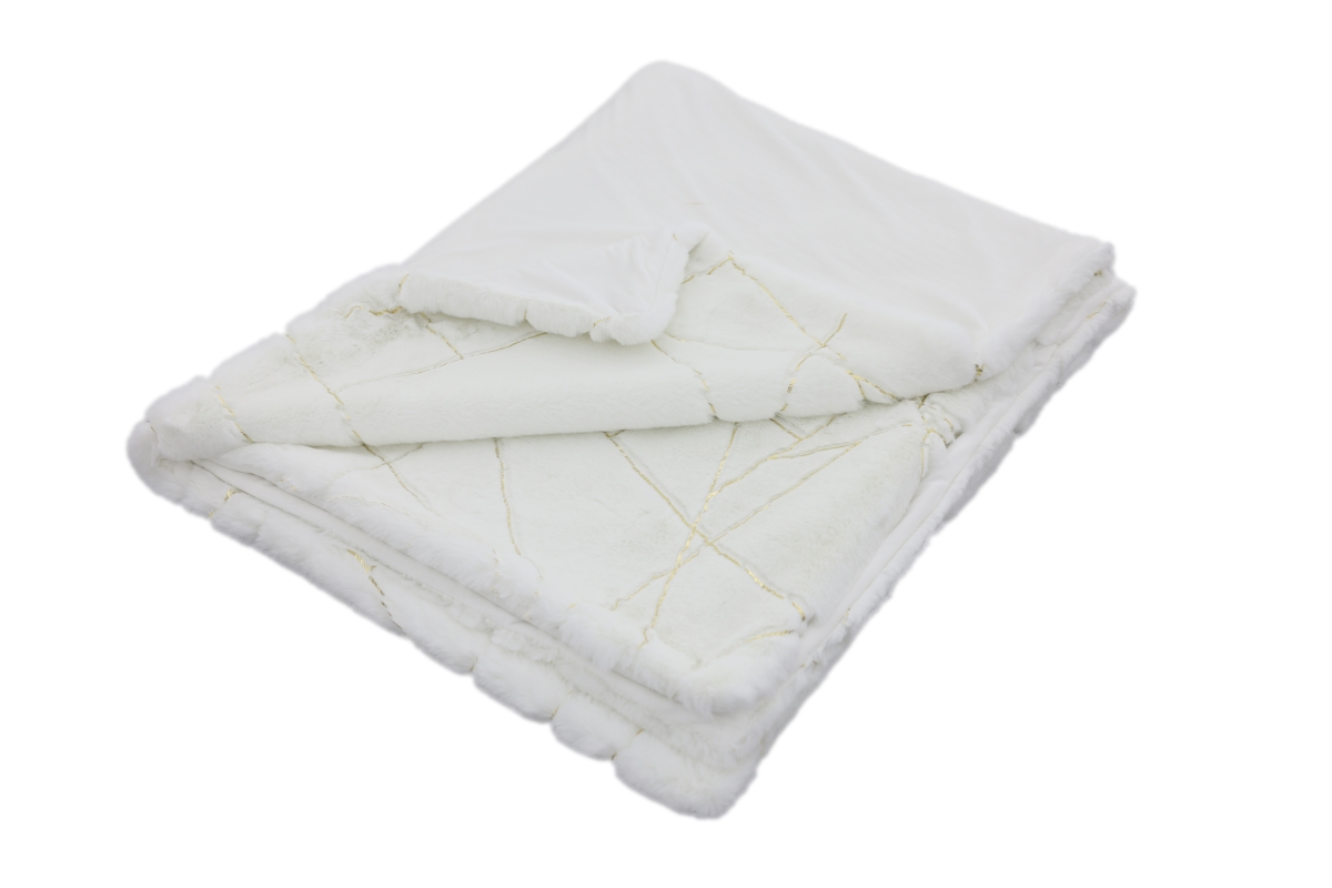 BREATHR8035060 Brea Throw, White & Gold