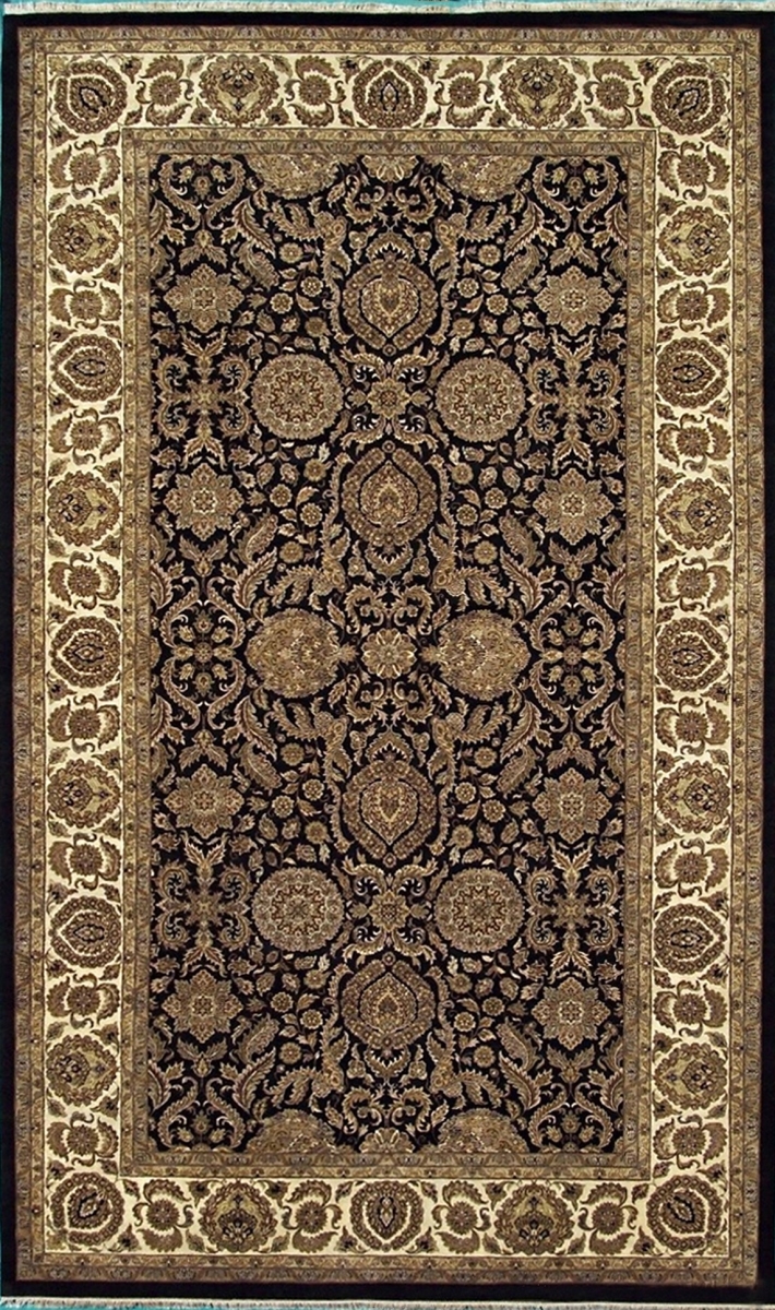 TE106 Hand Knotted Black Ivory 14'x24' Rug