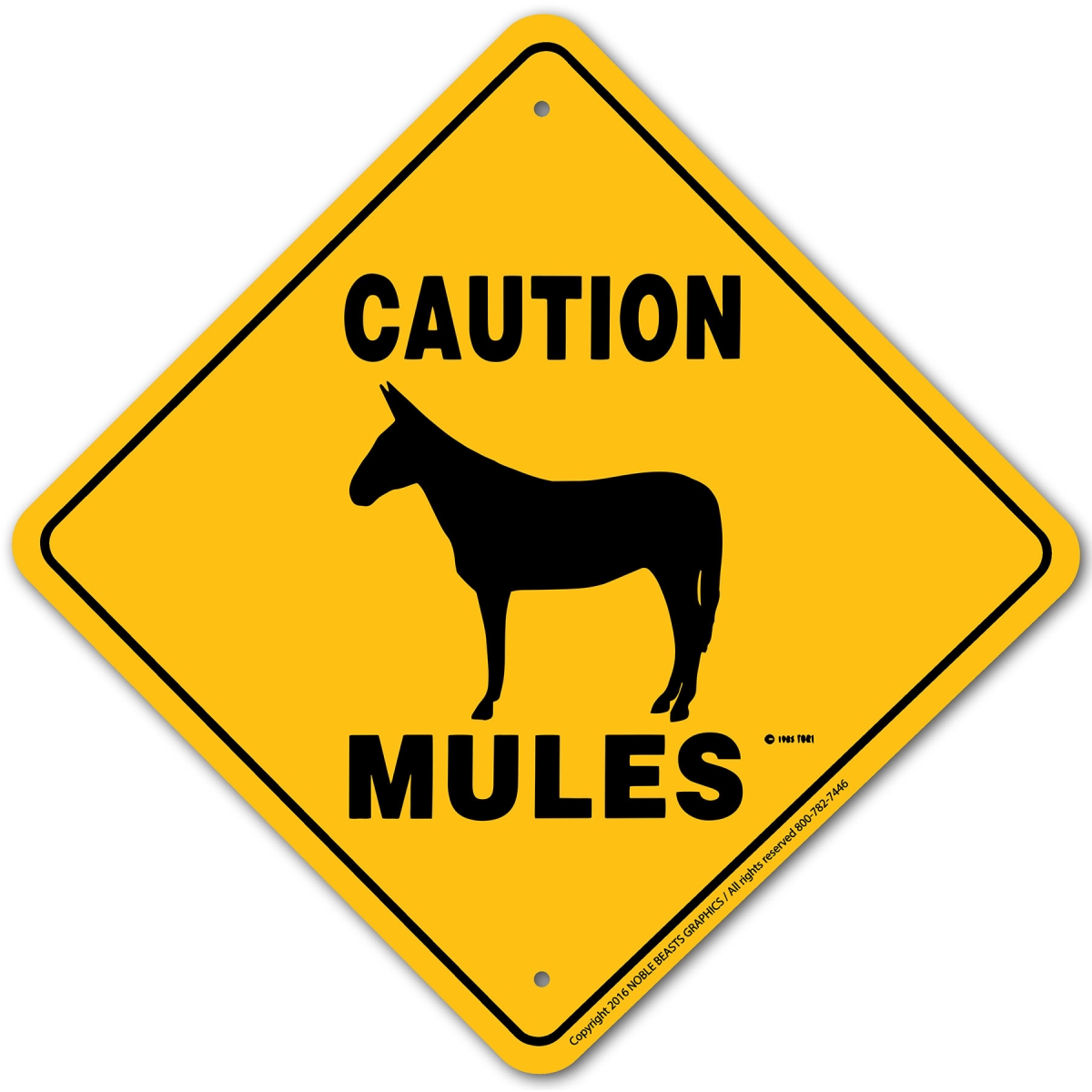 21303 Caution Mules Sign Aluminum 12 in X 12 in 3