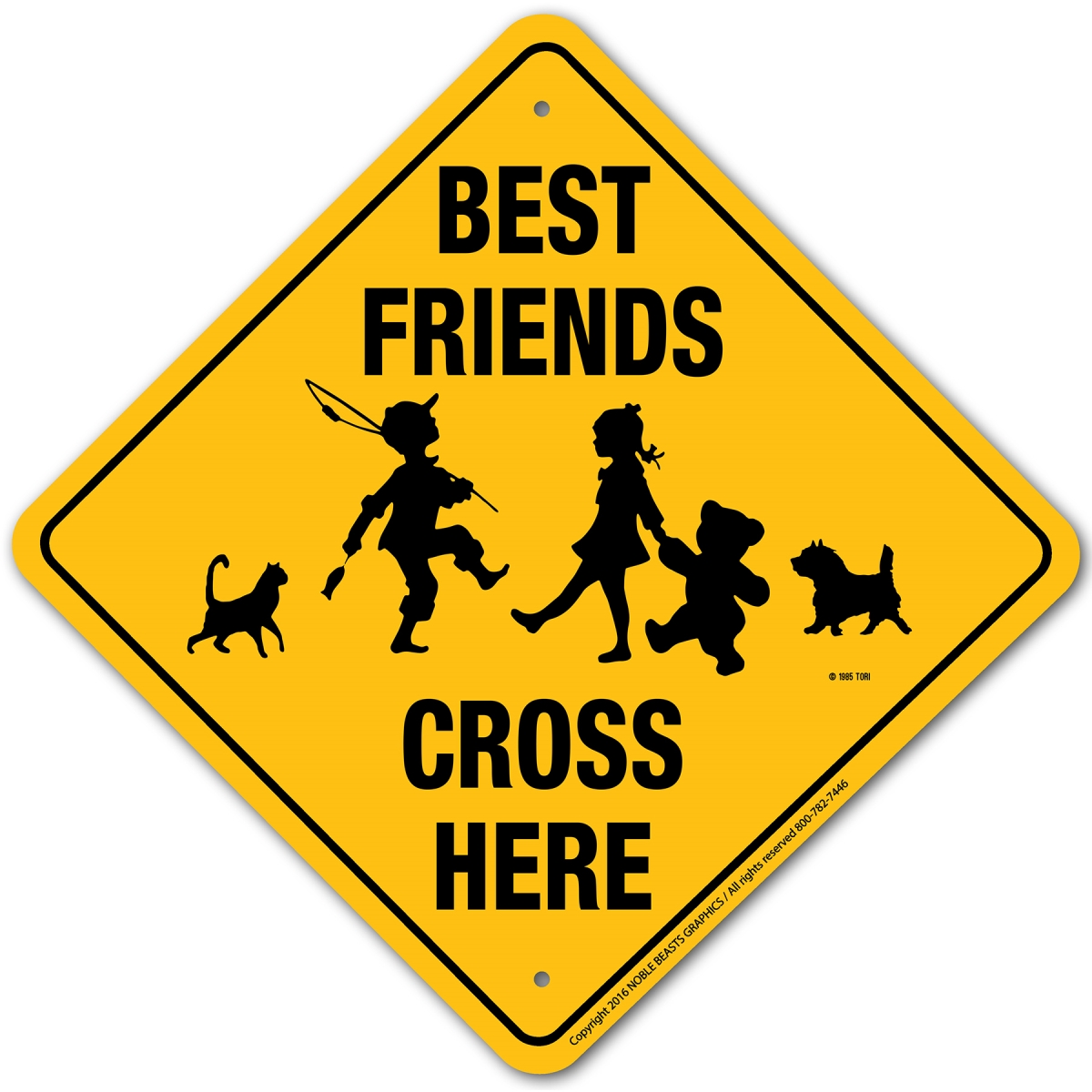 20958 Best Friends Cross Here Children Sign Aluminum 12 in X 12 in 8