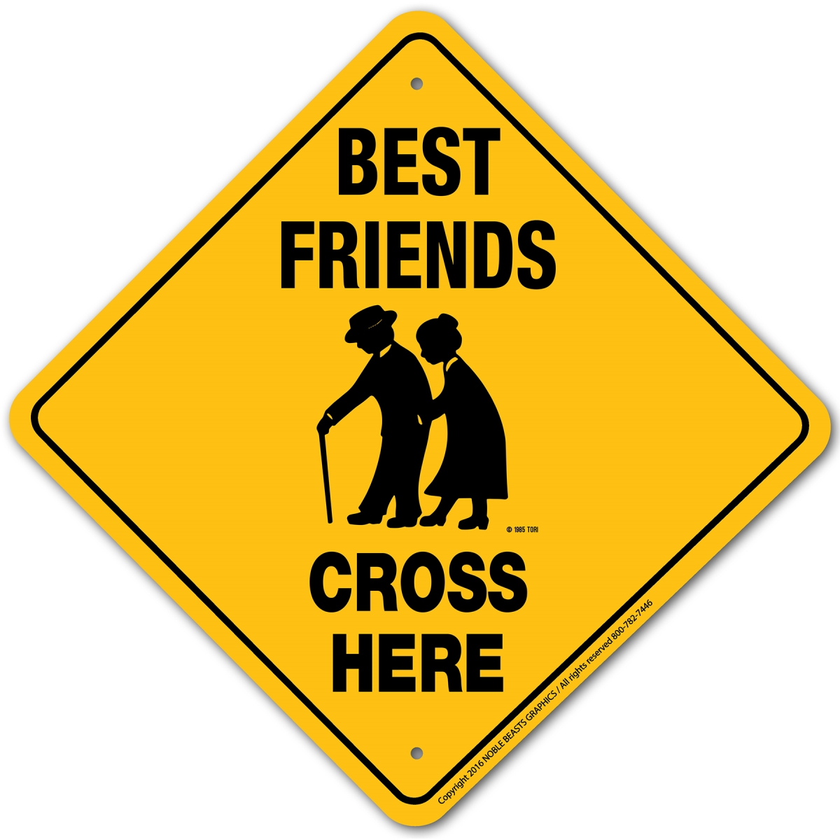 20957 Best Friends Cross Here Old Folks Sign Aluminum 12 in X 12 in 7