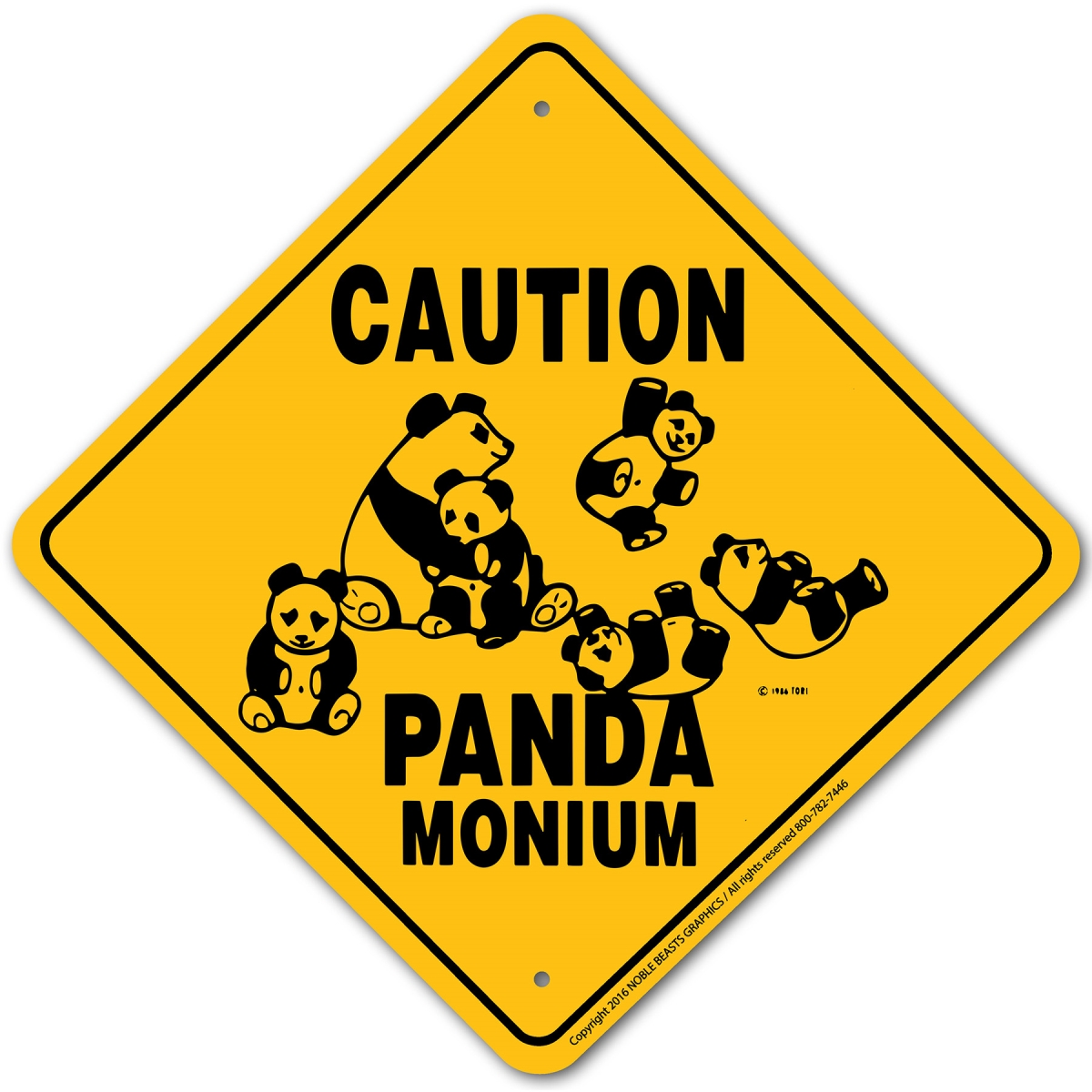 20404 Caution Panda-Monium Xing Sign Aluminum 12 in X 12 in 4