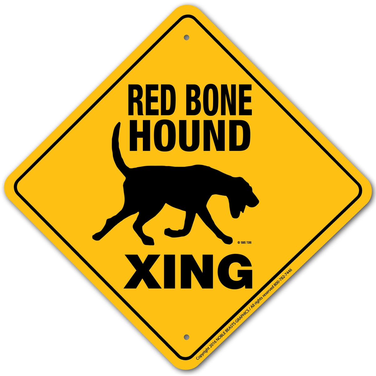 20046 Red Bone Hound Xing Sign Aluminum 12 in X 12 in 6